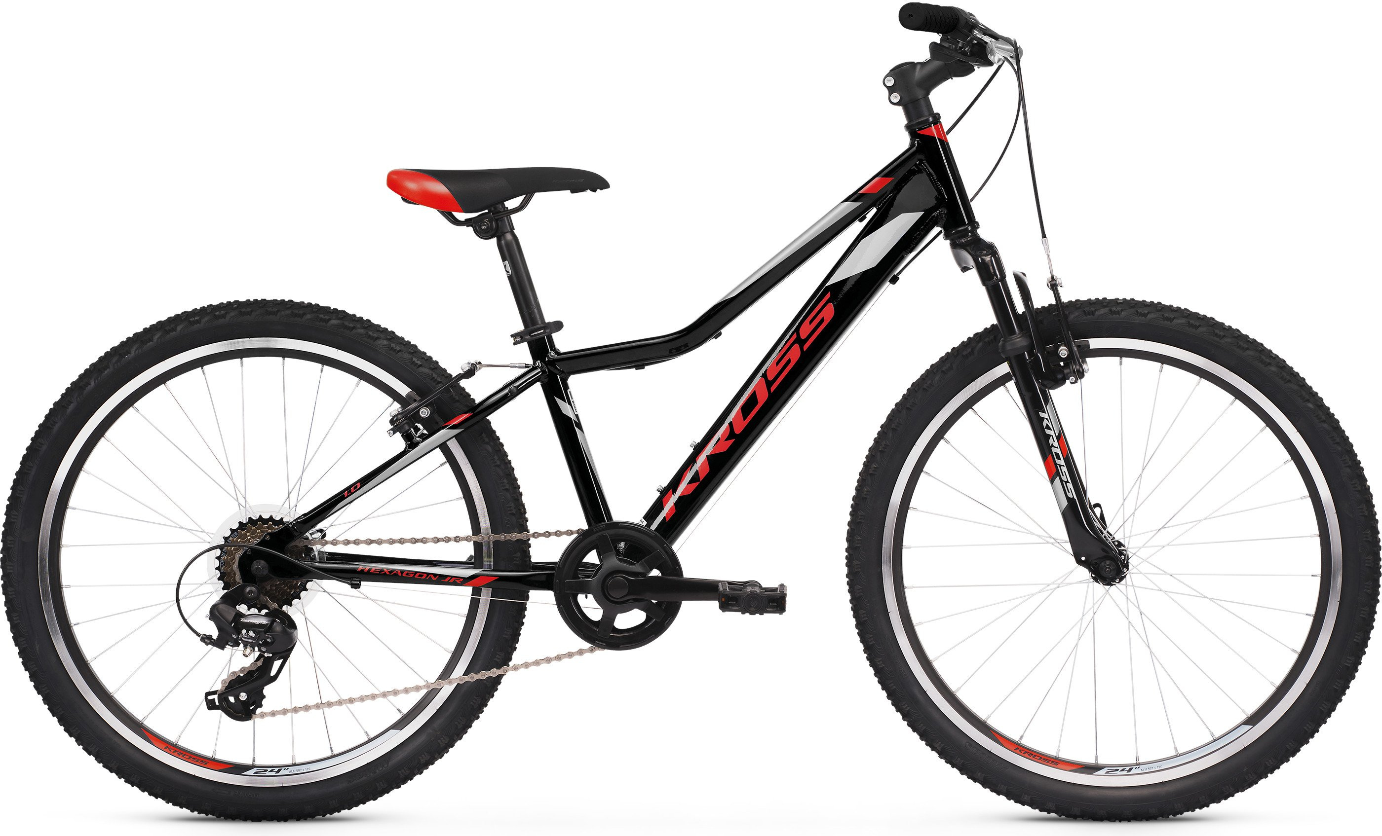 KROSS HEXAGON JR 1.0 rower 24 czarnyczerwonysrebrny połysk ROWERY