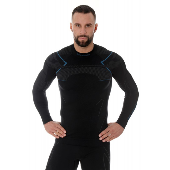 Bluzka męska Brubeck Thermo LS1304A czarny/niebieski XXL