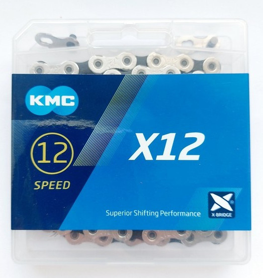 Łańcuch rowerowy12rz KMC x12 sil/bk 126og box