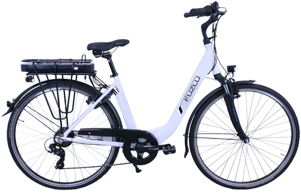 Rower Elektryczny 28" Fuzlu 46 cm 375 Wh Biały