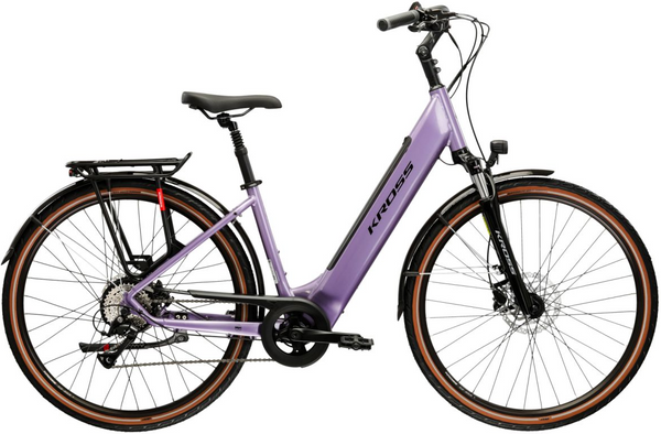 KROSS TRANS HYBRID 1.0 L(19") 28 rower elektryczny fioletowy/czarny połysk