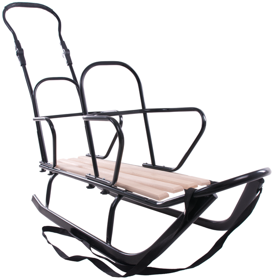 O. SANKI podwójne drew.deska czarne z oparciami i pchaczem