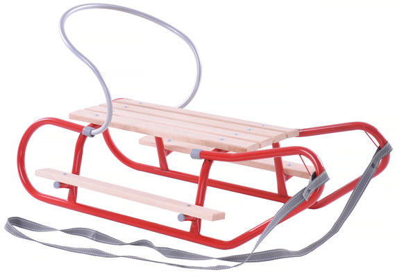Sanki z oparciem i podnóżkami czerwone