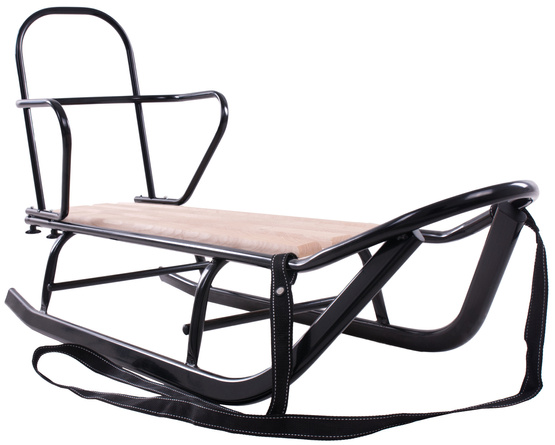 Olkas SANKI KULIGOWE Z OPARCIEM metalowe czarne drewniane siedzisko Stabilne