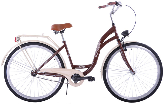 Rower miejski 28 damski Kozbike (K54) 1s brązowy-capucino (K12)