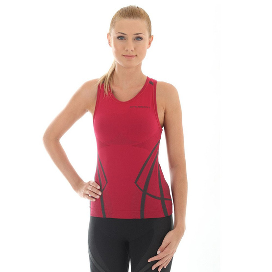 Bezrękawnik damski Brubeck Fitness z wąskim ramiączkiem rubinowy S