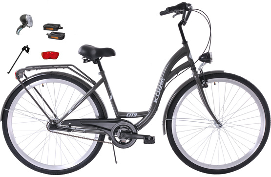 K3 Rower miejski Kozbike 28 3biegi grafitowy  (przerzutka Sturmey Archer) (J11)