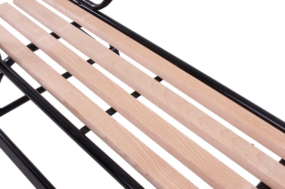 Olkas SANKI KULIGOWE Z OPARCIEM metalowe czarne drewniane siedzisko Stabilne