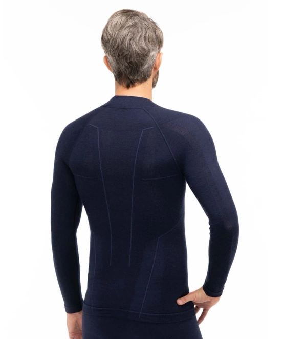 Bluzka męska Brubeck Extreme Wool granatowy XL LS11920