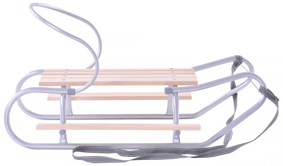 Sanki z oparciem i podnóżkami srebrne