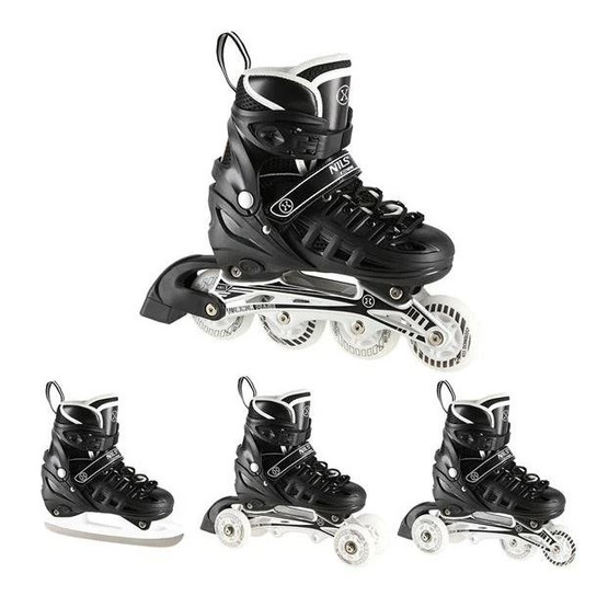 Łyżworolki z wymienną płozą LED NH10905 4w1 czarne Led rozm. M 35-38