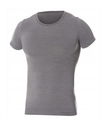 Koszulka męska z krótkim rękawem Brubeck Comfort Wool ciemnoszary XL LS1103M