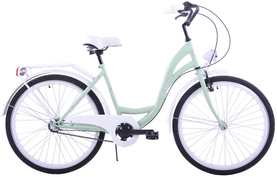 Rower miejski 26 damski Kozbike K30 3s miętowo-biały (2P2)