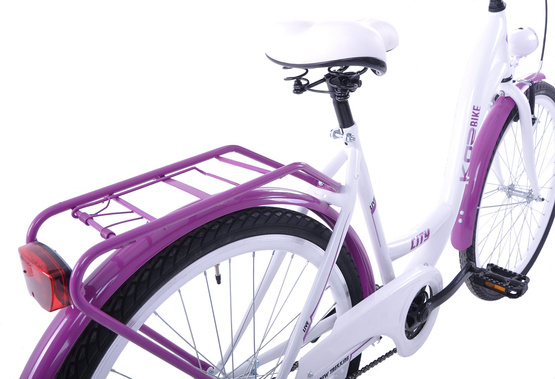Rower miejski 26 damski Kozbike K36 biało fioletowy 3 biegi (2L2)