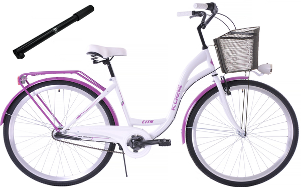 Damski rower miejski 28 Kozbike (K36) 3bieg biało-fioletowy (przerzutka Sturmey Archer) (2P2)