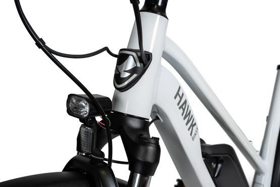 Rower Elektryczny 28" HAWK E-Trekking 500 Lady 48 cm Piano White Bosch Active Line Plus
