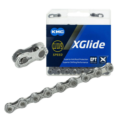Łańcuch rowerowy KMC XGLIDE ept 9-11SP/118L/ srebrny BXGLIEP18