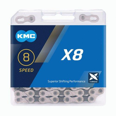 Łańcuch rowerowy KMC X8 114 ogniw srebrno szary BOX