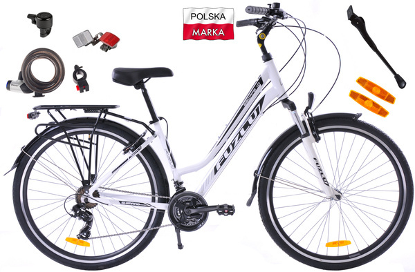 Rower trekkingowy 28 Fuzlu Escape 1.0 Lady (18") biały/czarny/czarny połysk