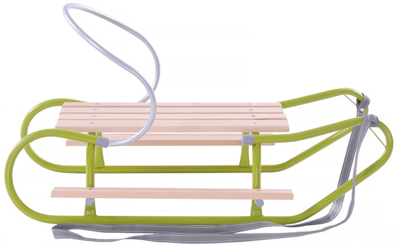 Sanki z oparciem i podnóżkami zielone