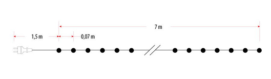 LAMPKI CHOINKOWE LED LW-100 niebieskie 7m