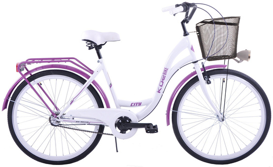 Rower miejski 26 damski Kozbike K36 biało fioletowy 3 biegi (2L2)