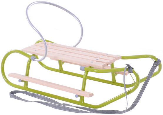 Sanki z oparciem i podnóżkami zielone