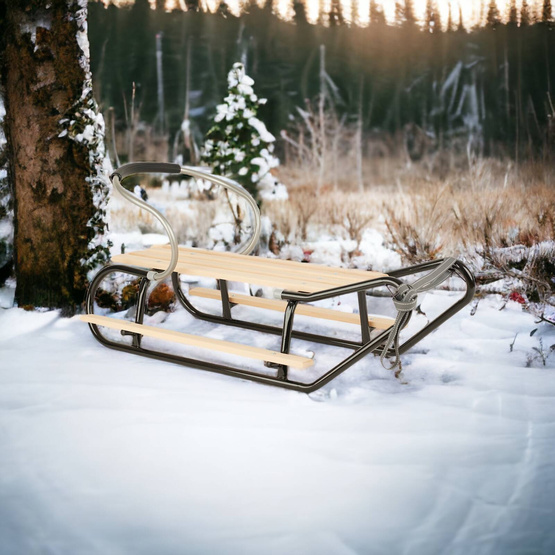 Sanki DUO-MAX czarne z oparciem i podnóżkami