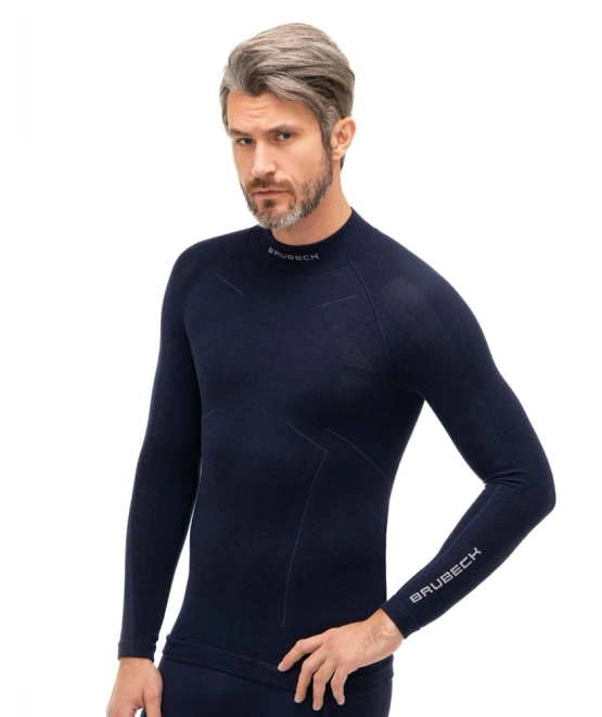 Bluzka męska Brubeck Extreme Wool granatowy XL LS11920