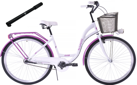 Damski rower miejski 28 Kozbike (K36) 3bieg biało-fioletowy (przerzutka Sturmey Archer) (2P2)