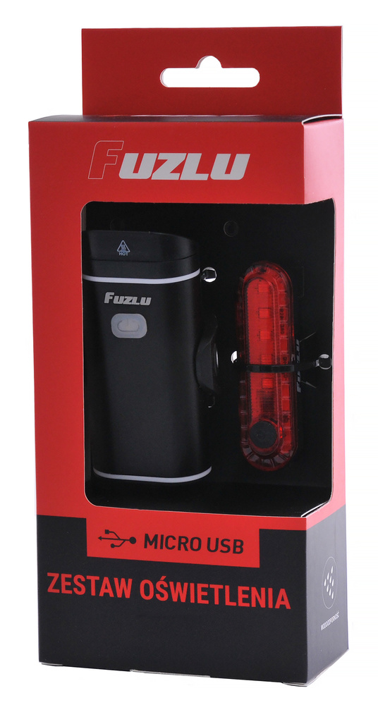 Zestaw lamp rowerowych FUZLU J&K-2295+J&K2262-2 500Lm + 40Lm 1800mAh + 200mAh