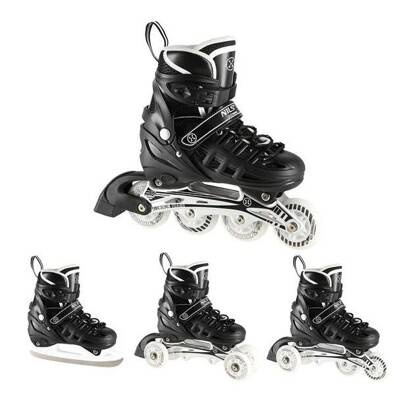 Łyżworolki z wymienną płozą LED NH10905 4w1 czarne Led rozm. M 35-38