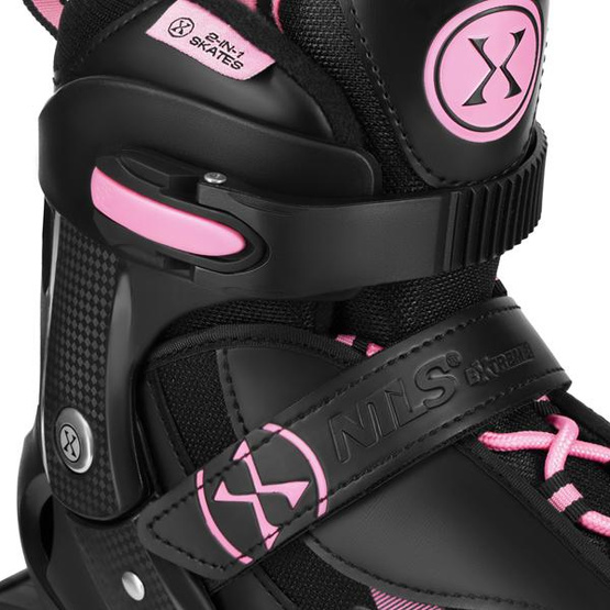 Łyżworolki z wym. płozą Enzo NH382 2w1 różowe rozm. M 36-39