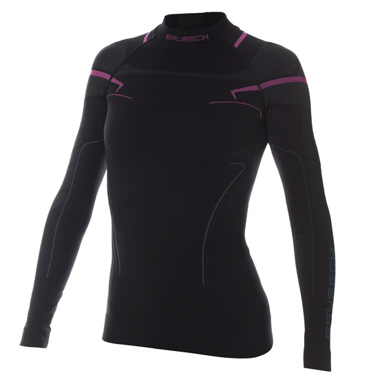 Bluzka damska Brubeck Thermo z długim rękawem czarno/różowy L LS13100