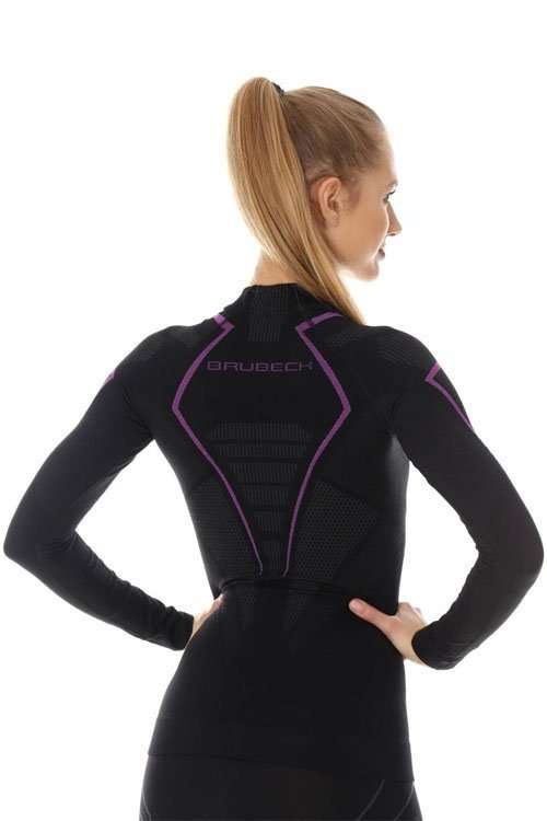 Bluzka damska Brubeck Thermo z długim rękawem czarny/różowy M LS13100A