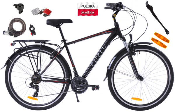 Rower trekkingowy 28 Fuzlu Core Men amor. (20") czarny/czerwony/biały połysk