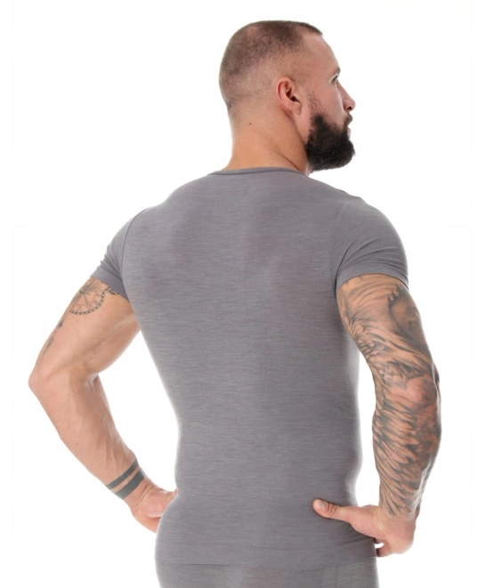 Koszulka męska z krótkim rękawem Brubeck Comfort Wool ciemnoszary XL LS1103M