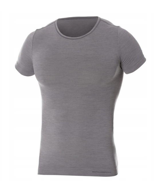 Koszulka męska z krótkim rękawem Brubeck Comfort Wool ciemnoszary XL LS1103M