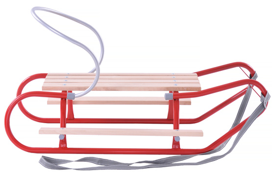 Sanki z oparciem i podnóżkami czerwone