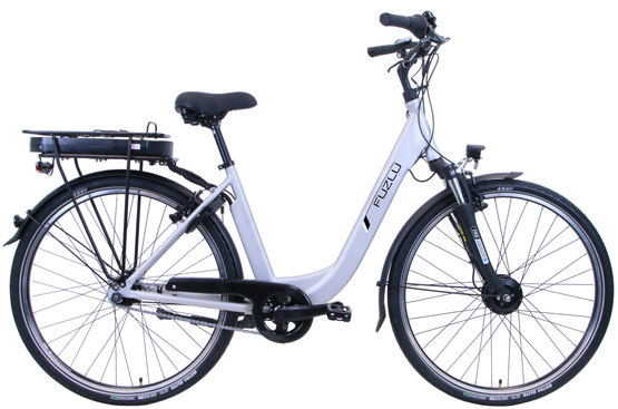 Rower Elektryczny 28" Fuzlu 48 cm 375 Wh Srebrny