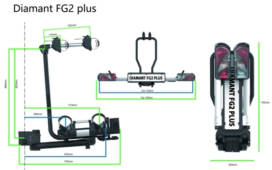 Bagażnik rowerowy na hak PROUSER Diamant FG2 plus uchylny składany