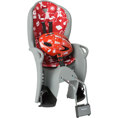 Fotelik rowerowt HAMAX Kiss szaro-czerwony + kask