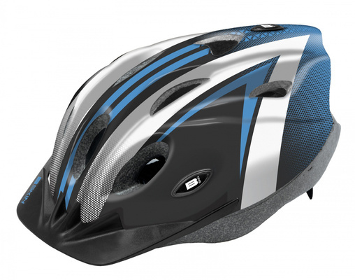 Kask B-Skin Tomcat czarno-biało-niebieski S