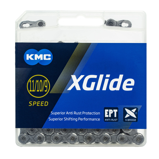 Łańcuch rowerowy KMC XGLIDE ept 9-11SP/118L/ srebrny BXGLIEP18