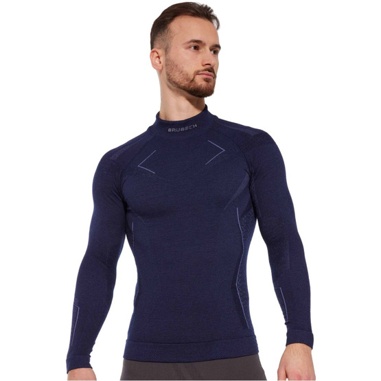 Bluza męska Brubeck Extreme Merino granat L LS1666M