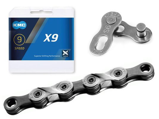 Łańcuch rowerowy KMC X9 122 ogniw srebrno szary BOX