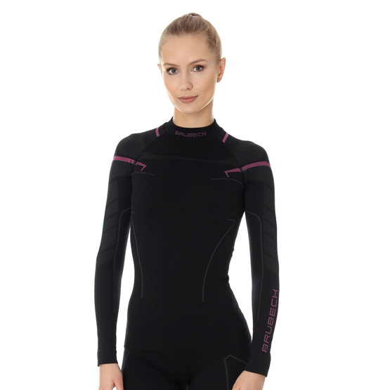 Bluzka damska Brubeck Thermo z długim rękawem czarno/różowy L LS13100