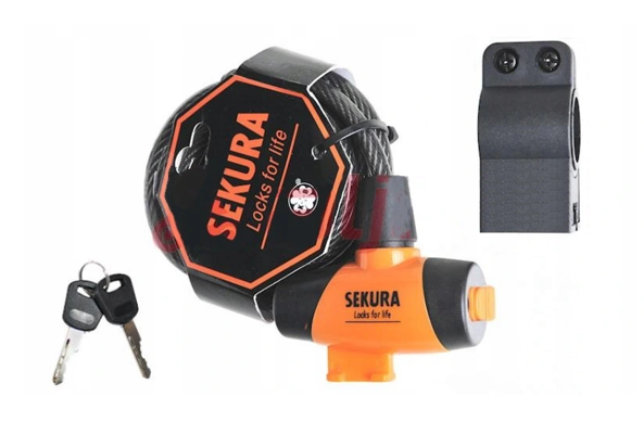Zamknięcie Sekura KB105 spirala na kluczyk 8mm x 185 czarne