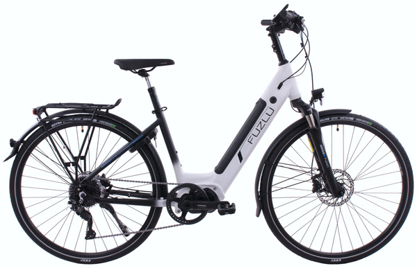 Rower elektryczny FUZLU 28" 43cm 504Wh biało-czarny Shimano STEPS