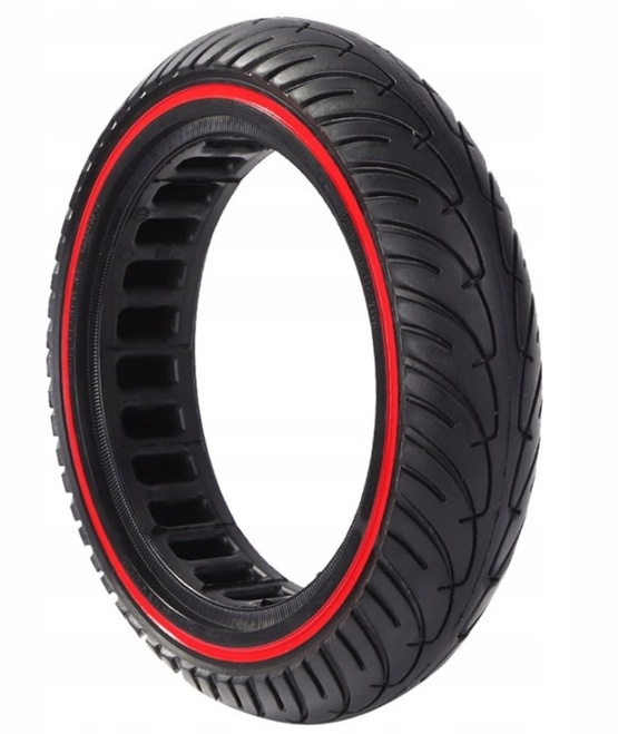 Opona CC 10x2.5 (60/70-7) pełna do e-hulajnóg CZARNA + CZERWONY PASEK